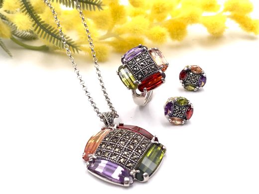 Pendientes en plata de ley Multi Circle