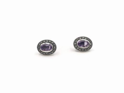 Pendientes en plata de ley Purple
