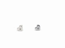 Pendientes Finor de oro 18k blanco en forma de corazón y brillante.