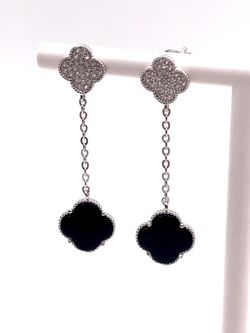 Alhambra Lange Ohrringe in Schwarz-Silber