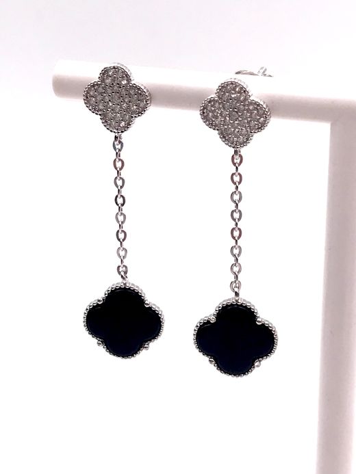 Alhambra Lange Ohrringe in Schwarz-Silber