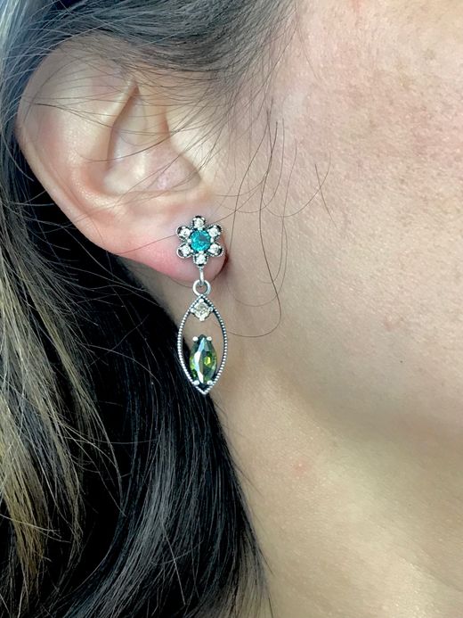 Pendientes largos de plata Mystical