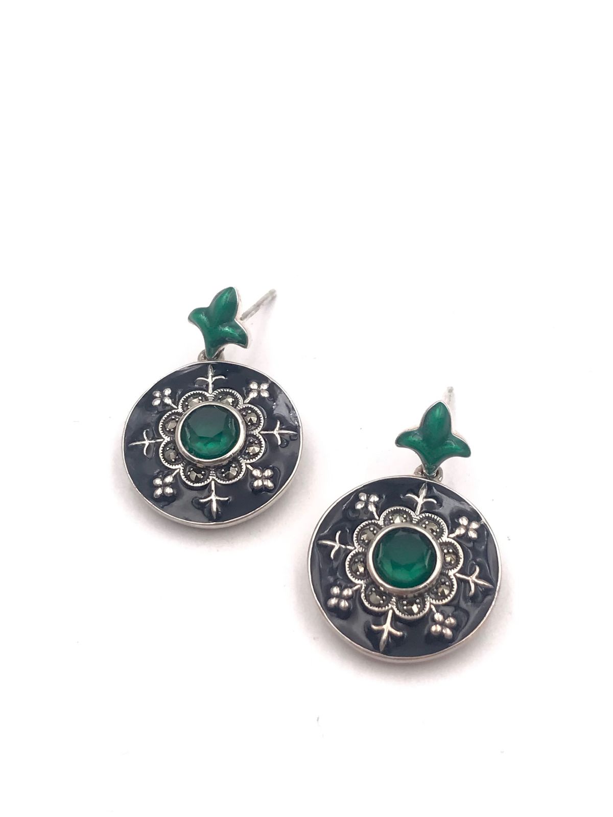 Pendientes largos Elegant de plata de ley Rosette