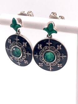 Pendientes largos Elegant de plata de ley Rosette