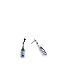 Pendientes largos Elegant en plata de ley Square Cel