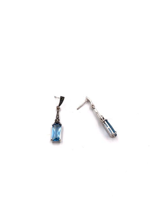 Pendientes largos Elegant en plata de ley Square Cel