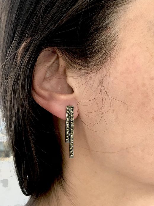 Pendientes largos Elegant en plata de ley Straigth
