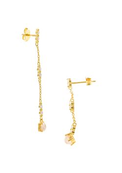 Pendientes largos en plata de ley Moon