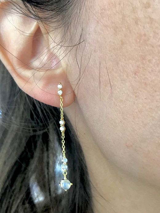 Pendientes largos en plata de ley Moon