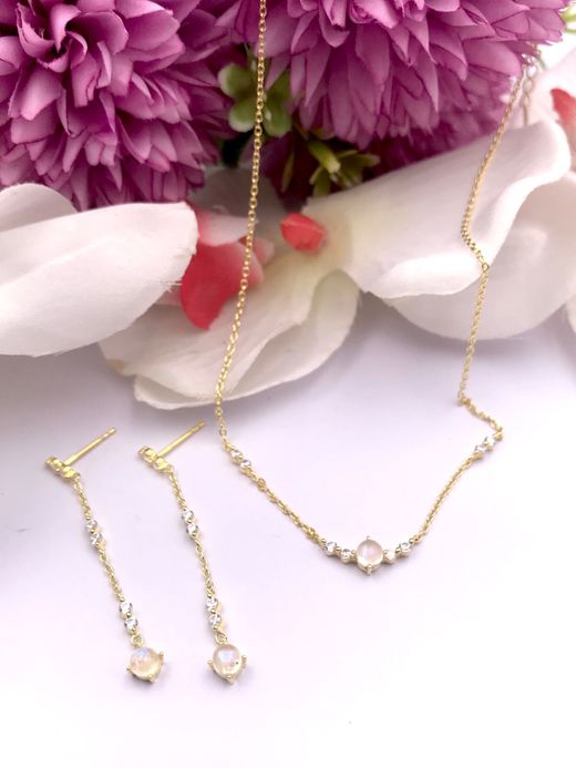 Pendientes largos en plata de ley Moon