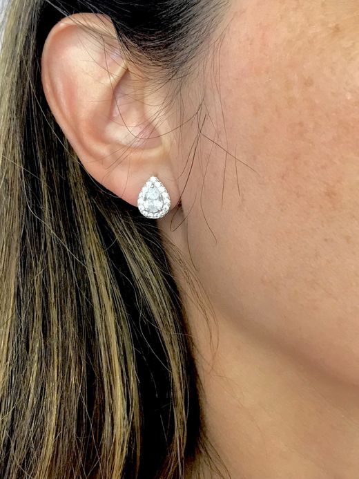 Pendientes en plata de ley Tear White