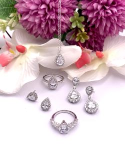 Pendientes en plata de ley Tear White