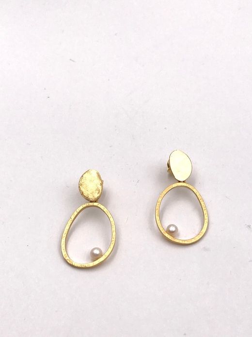 Lange Silberohrringe Gold Travesa Perlen