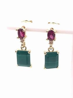 Boucles d'oreilles longues en malachite de Malaisie