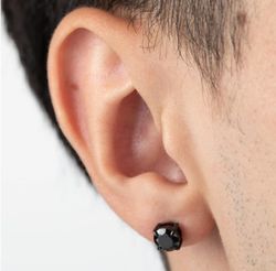 Boucles d'oreilles Lotus avec zircone noire