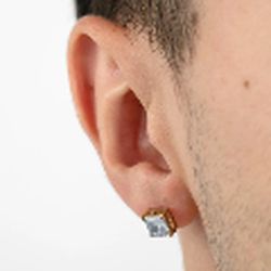 Lotus-Ohrringe aus vergoldetem Stahl und weißem Zirkonia
