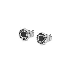 Pendientes Lotus de acero  con centro de color negro