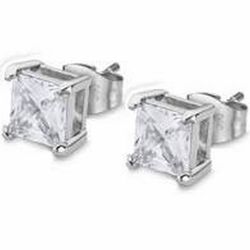 Pendientes Lotus de acero y circonita blanca