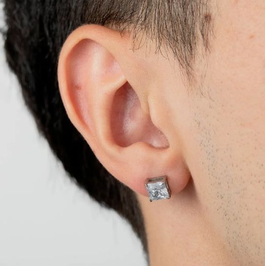 Boucles d'oreilles Lotus en acier et zircone blanche