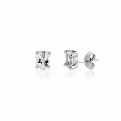 Pendientes oro blanco y aguamarina Alizeh