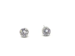 Pendientes oro blanco chatón 6 mm
