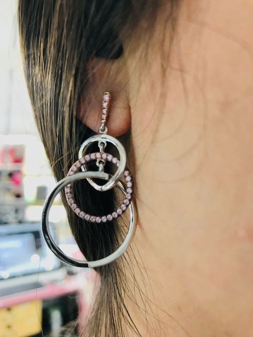 Lange Salvatore-Ohrringe aus rhodiniertem Silber mit Zirkonen