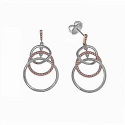 Pendientes Salvatore largos de plata rodiada con circonitas