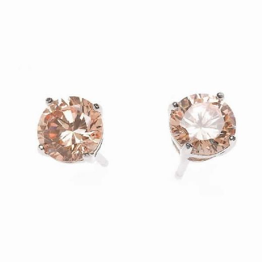 Pendientes de plata rodiada y circonitas champagne.