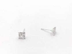 Pendientes pequeños plata  unisex rodiado  circonitas
