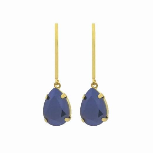 Pendientes largos en plata baño oro  cristal swarovski