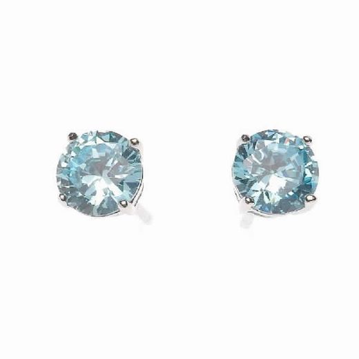 Pendientes  de plata rodiada y circonitas azul aguamarina