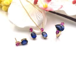 Brincos de prata esterlina rosa e azul