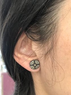 Boucles d'oreilles femme sunfield en argent vieilli et zircons cava