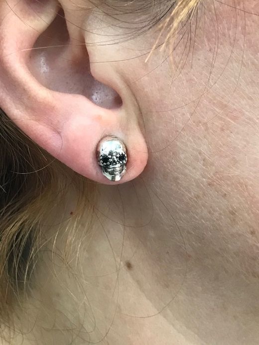 Boucles d'oreilles tête de mort en argent