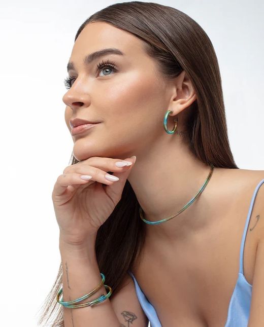 Pendientes Viceroy Tubogas Laura Escanes Silver Green