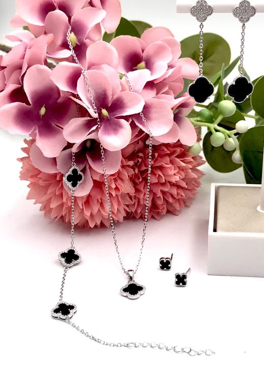 Alhambra Schwarzes Silberarmband