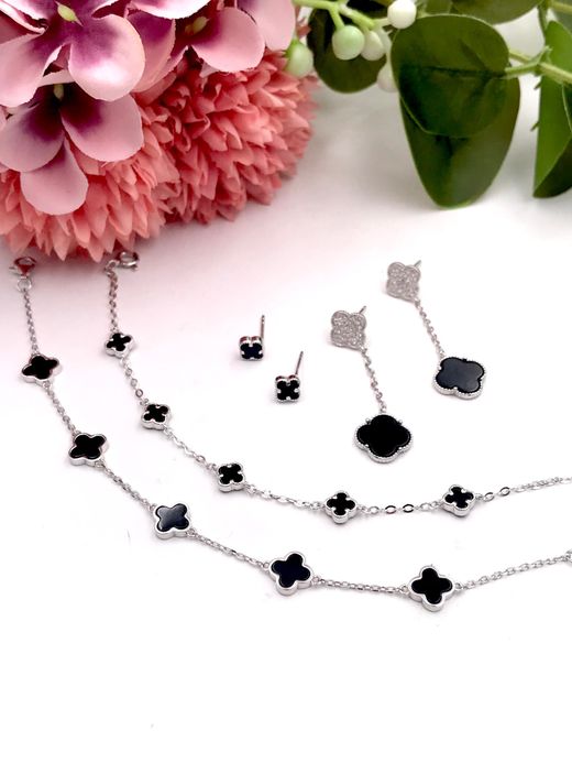 Alhambra Armband XS Schwarz Silber