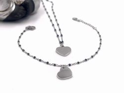 Bracelet personnalisable en acier noir avec cœur