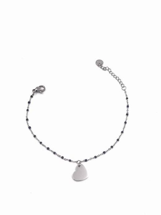 Bracelet personnalisable en acier noir avec cœur