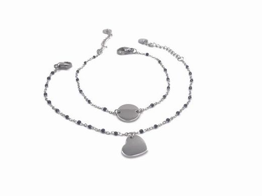 Bracelet personnalisable en acier noir avec cœur