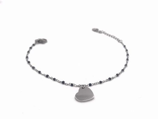 Pulsera de acero personalizable Heart Black