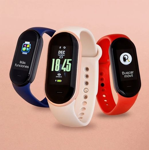 Pulsera de actividad Marea Smartwach con dos correas, negra y roja