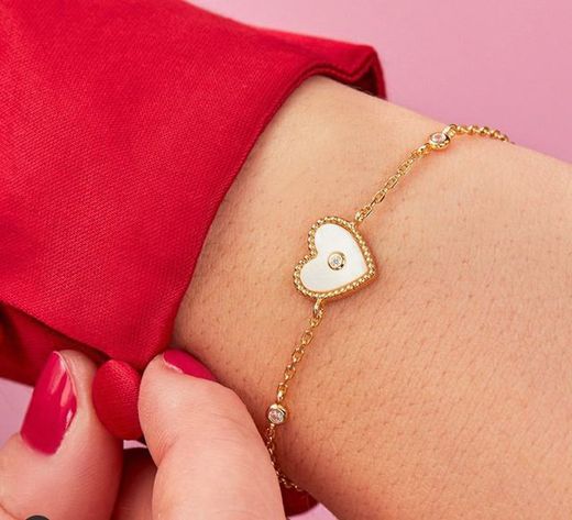 Vergoldetes Armband aus Sterlingsilber mit Perlenherz