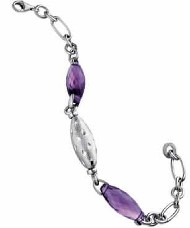 Pulsera de plata diamantada y cristales lilas