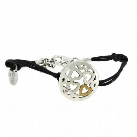 Pulsera de plata rodiada con corazones
