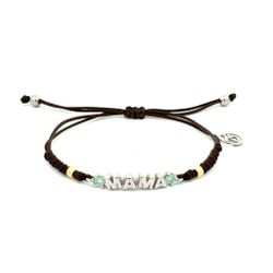 Pulsera de plata rodiada Top Silver Mamá Aqua
