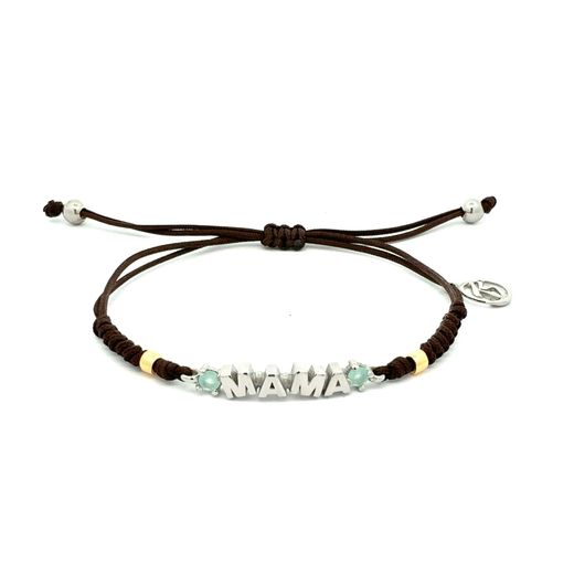 Pulsera de plata rodiada Top Silver Mamá Aqua