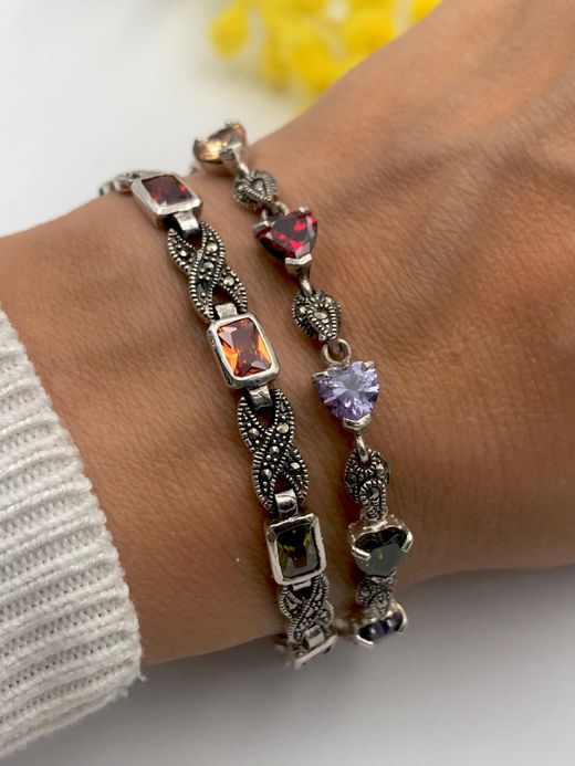 Pulsera Elegante en plata de ley Multi Square