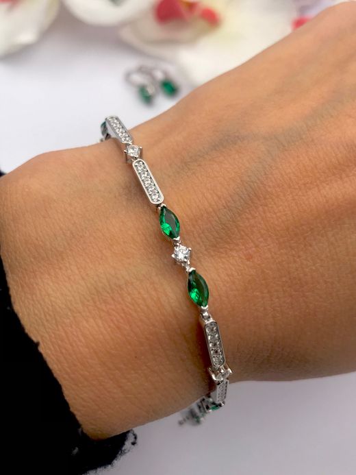 Pulsera en plata de ley Tear Green