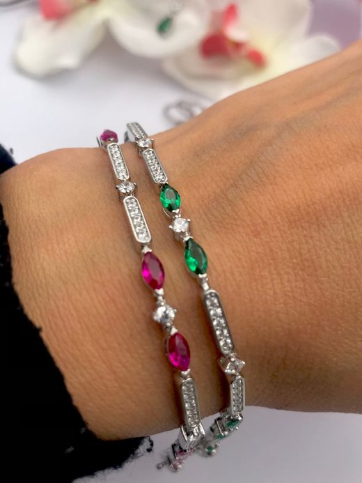 Pulsera en plata de ley Tear Green